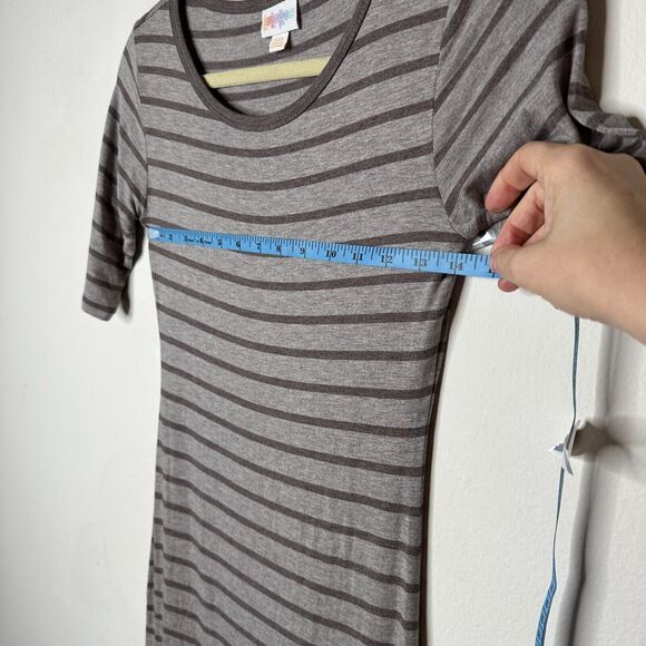 Julia Midi Gray-Stripe Short Sleeve Pullover Stretch Bodycon Dress XXS - Picture 5 of 11